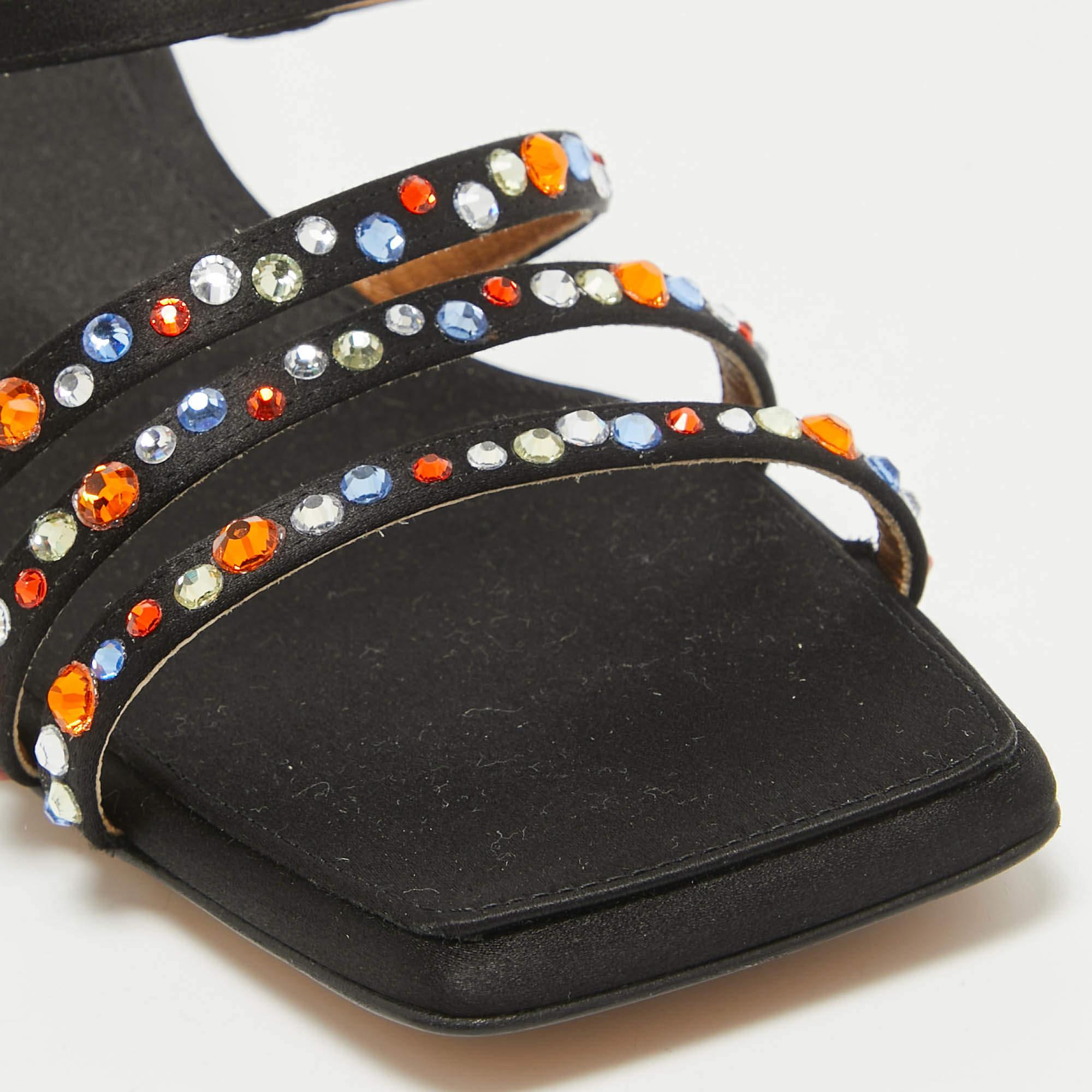 Marni Black Satin Crystal Embellished Slide Sandals Size 40 3