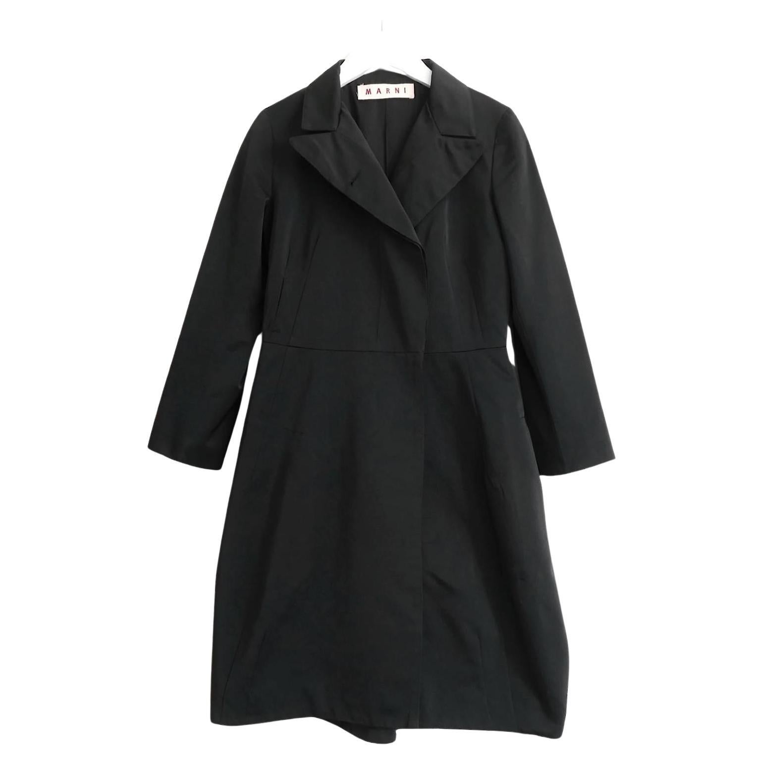 Marni Black Satin Lightweight Coat For Sale