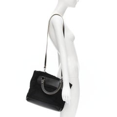 MARNI black shearling lined top handle crossbody soft tote bag
