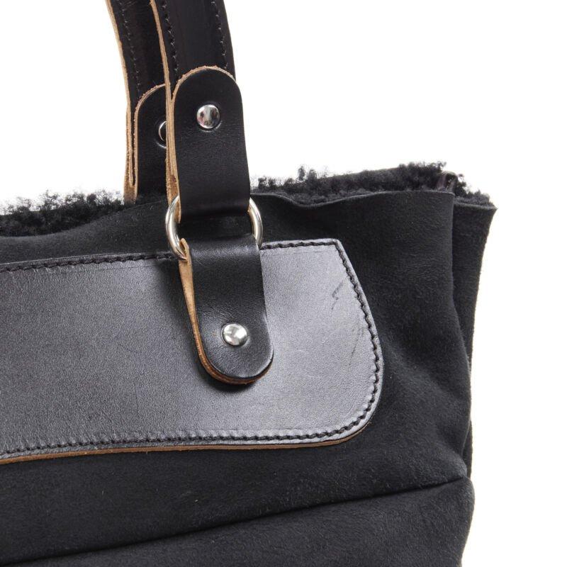 MARNI borsa morbida con manico superiore foderata in shearling nero in vendita 2