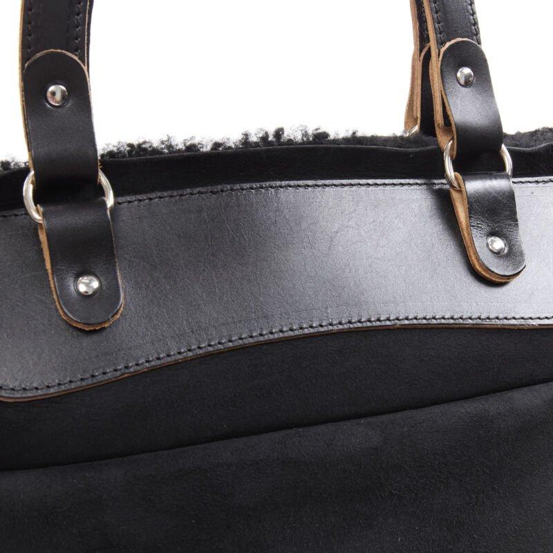 MARNI borsa morbida con manico superiore foderata in shearling nero in vendita 3