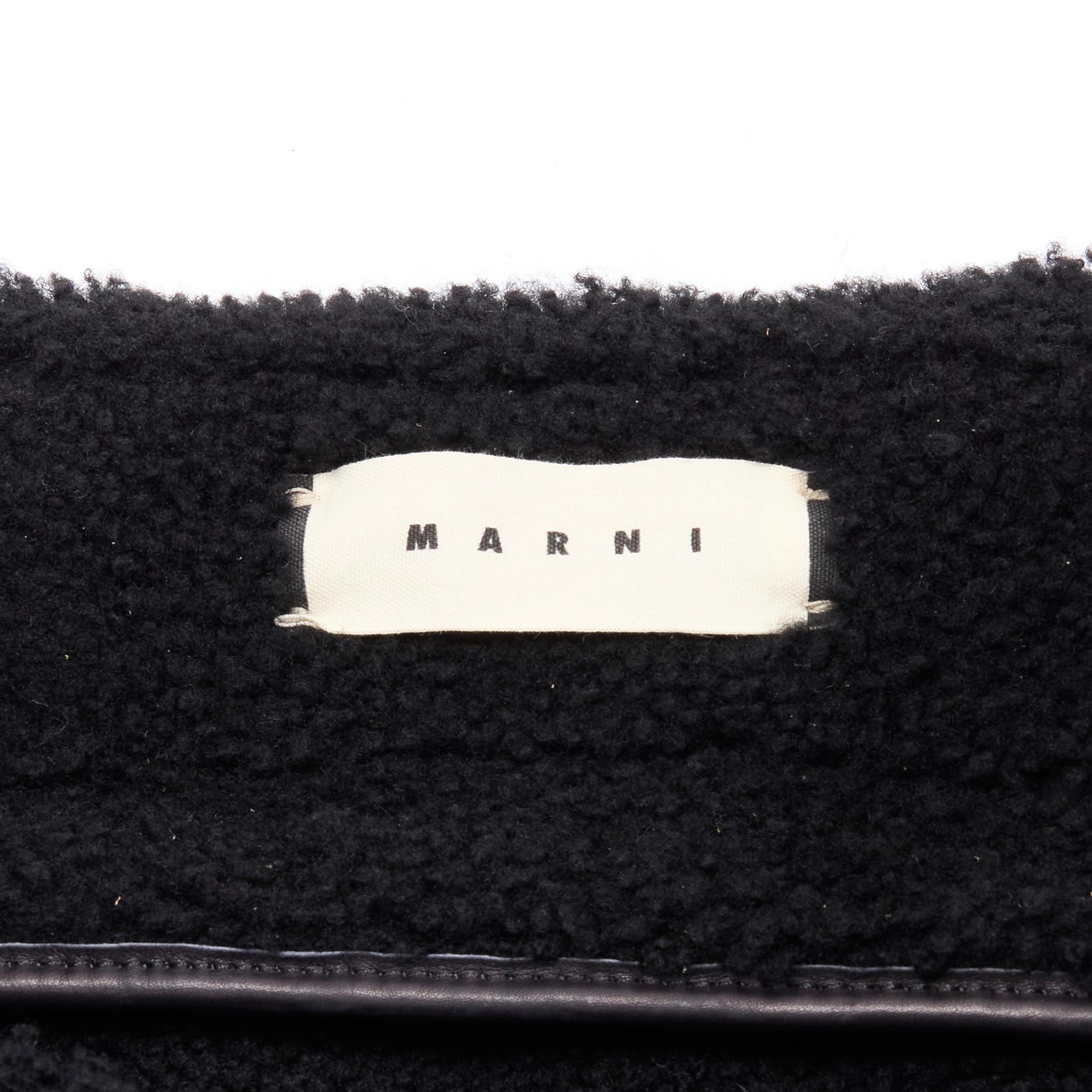 MARNI black shearling lined top handle crossbody soft tote bag For Sale 1
