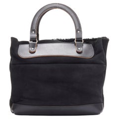 MARNI black shearling lined top handle crossbody soft tote bag