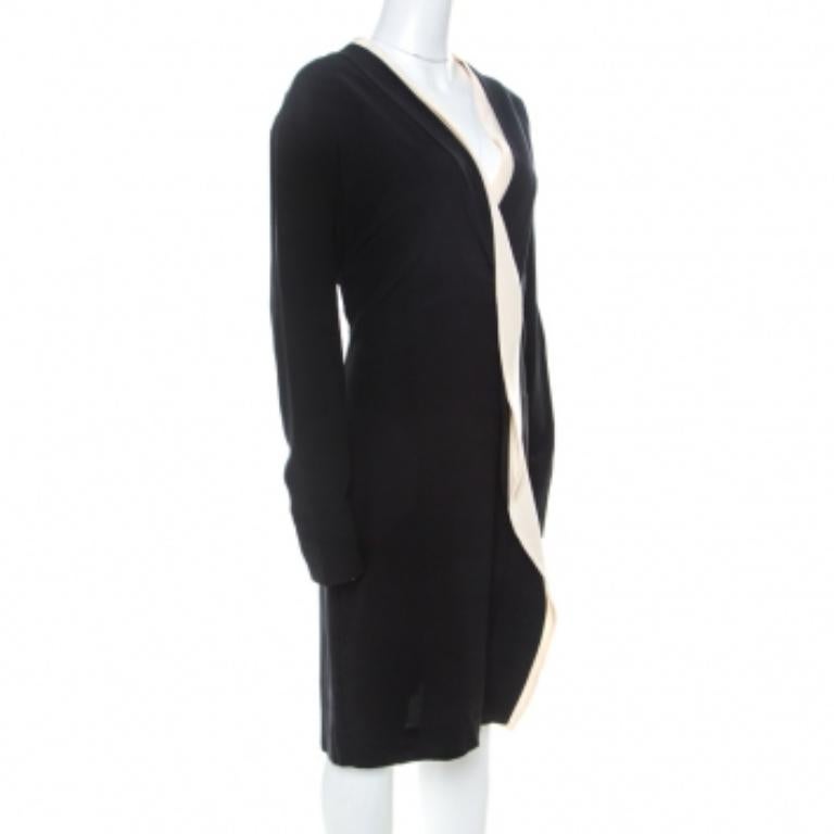 Nero Marni Black Silk Crepe Contrast Collar Detail Short Dress M in vendita