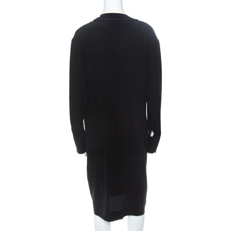 Marni Black Silk Crepe Contrast Collar Detail Short Dress M In Good Condition For Sale In Dubai, Al Qouz 2