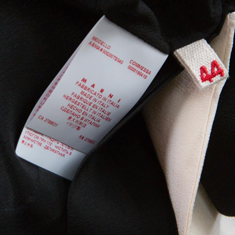 Marni Black Silk Crepe Contrast Collar Detail Short Dress M For Sale 1