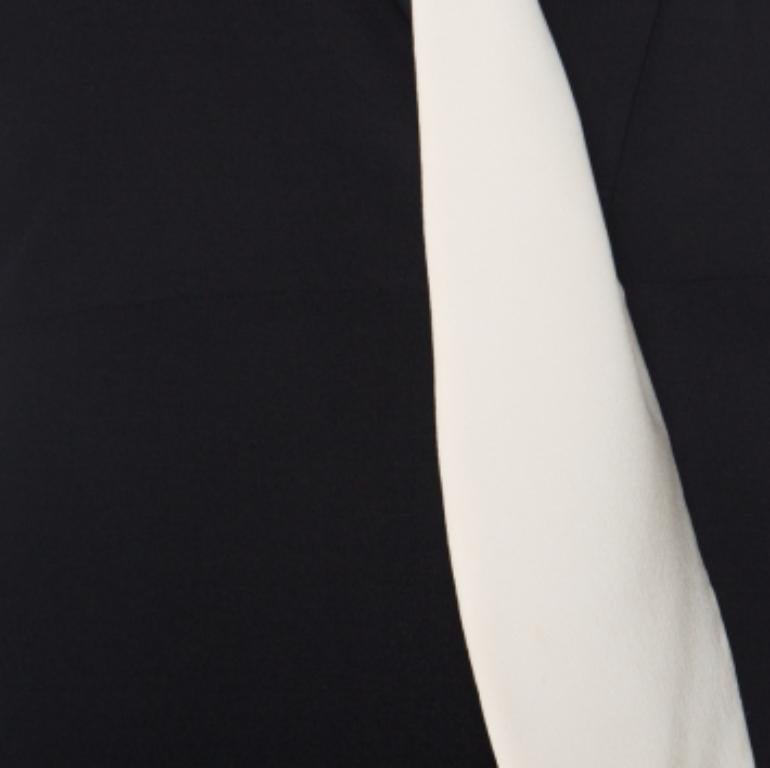 Marni Black Silk Crepe Contrast Collar Detail Short Dress M in vendita 2