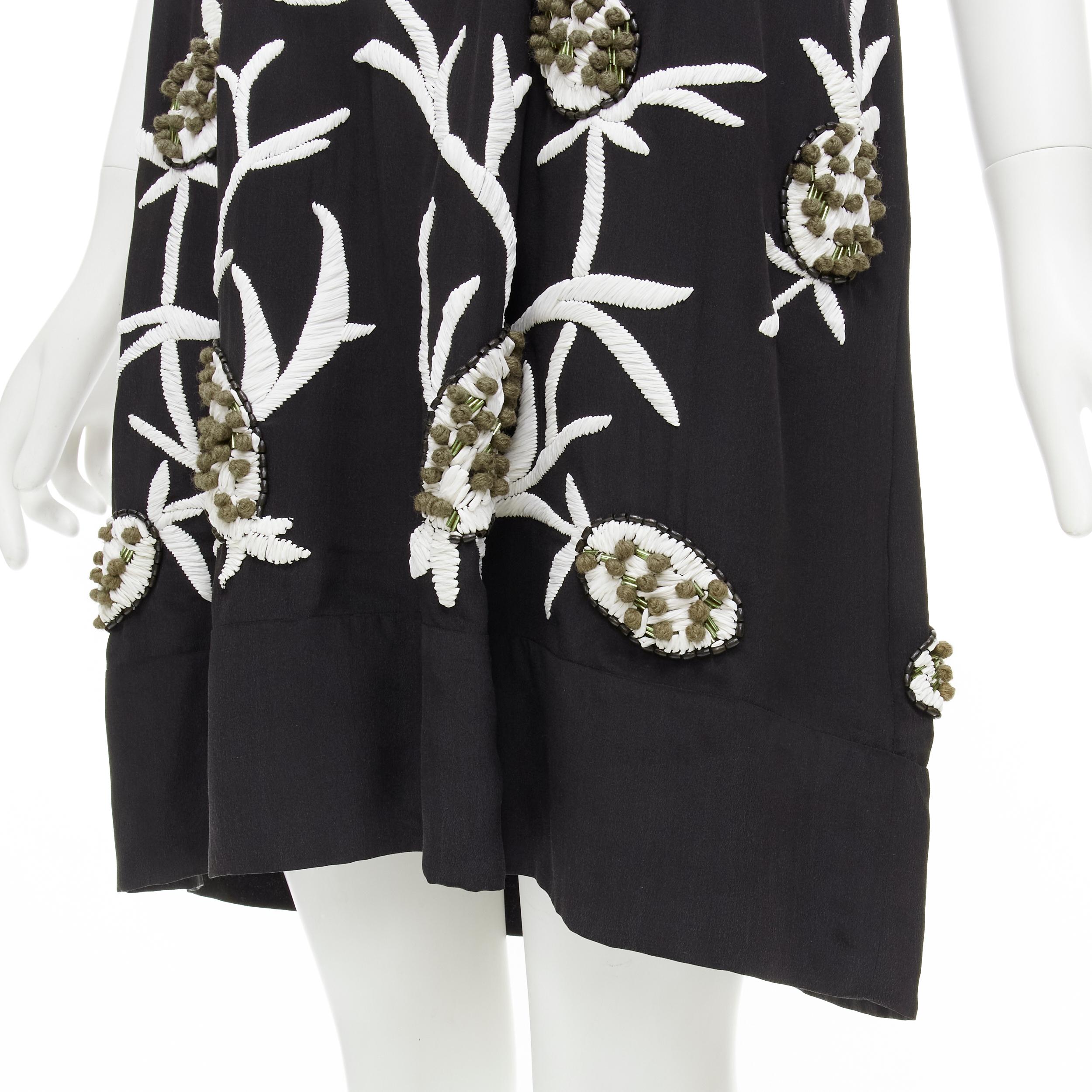 MARNI  black silk white grey floral bed embroidery short sleeve dress IT40 S 3