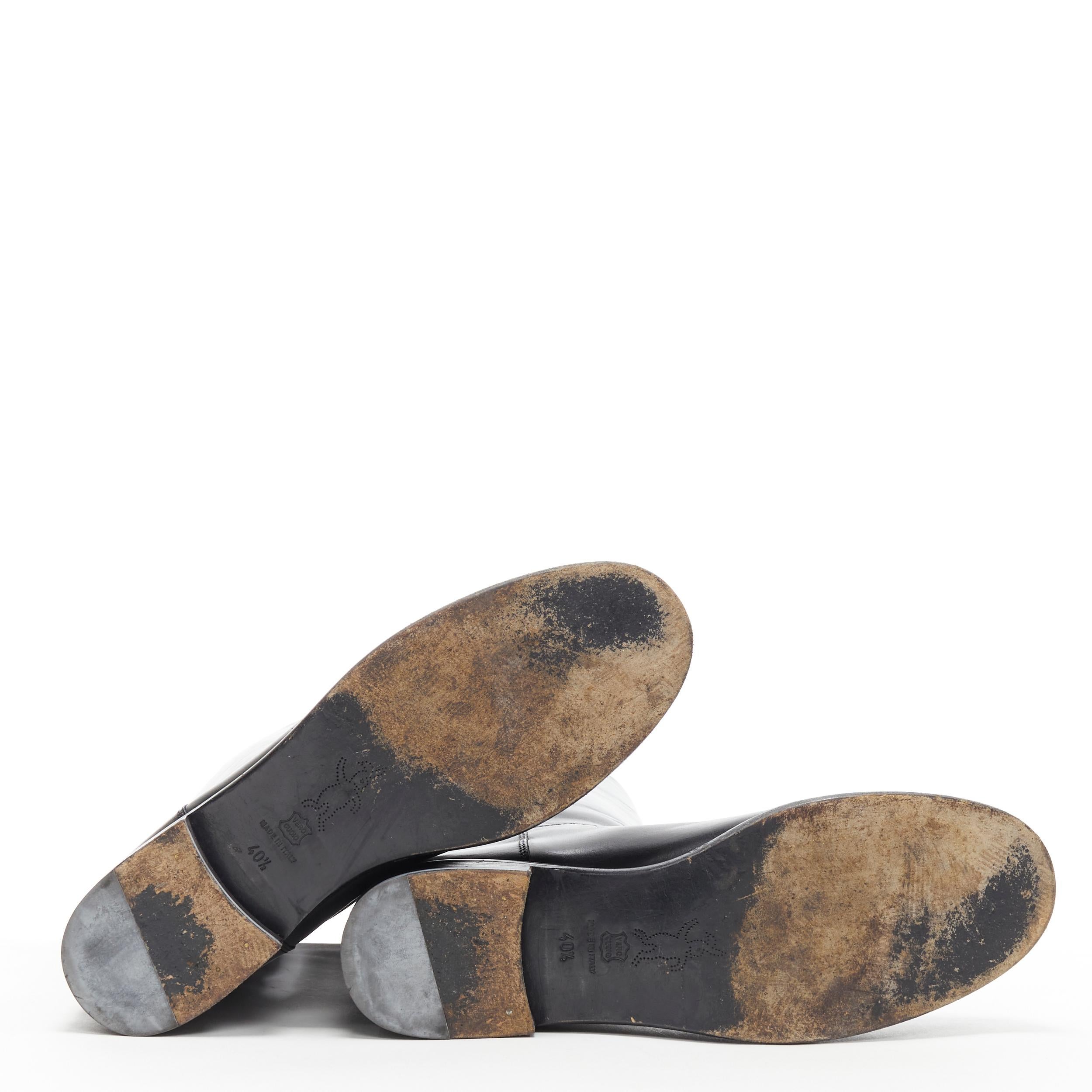 MARNI black smooth calf leather round toe flat pull on tall boot EU40.5 5