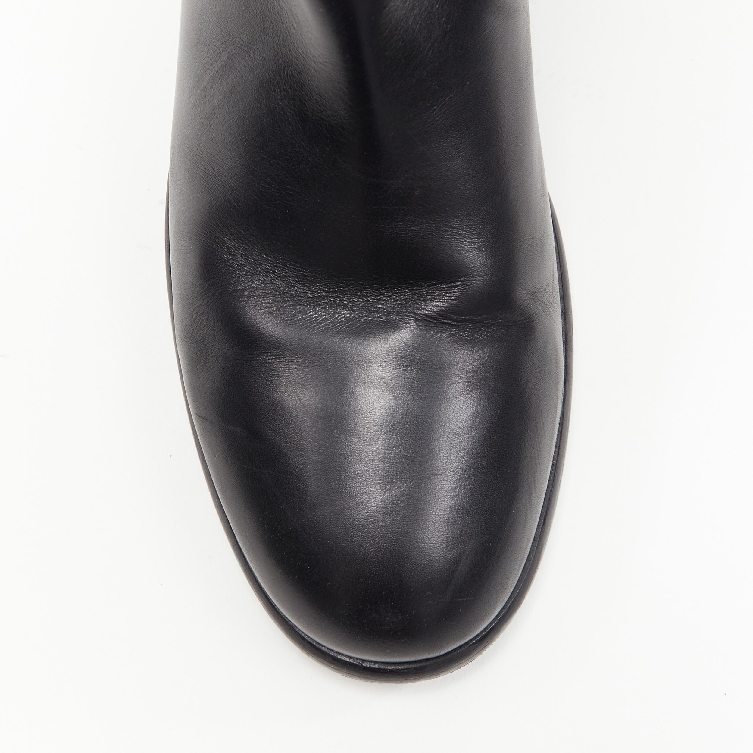 Women's MARNI black smooth calf leather round toe flat pull on tall boot EU40.5