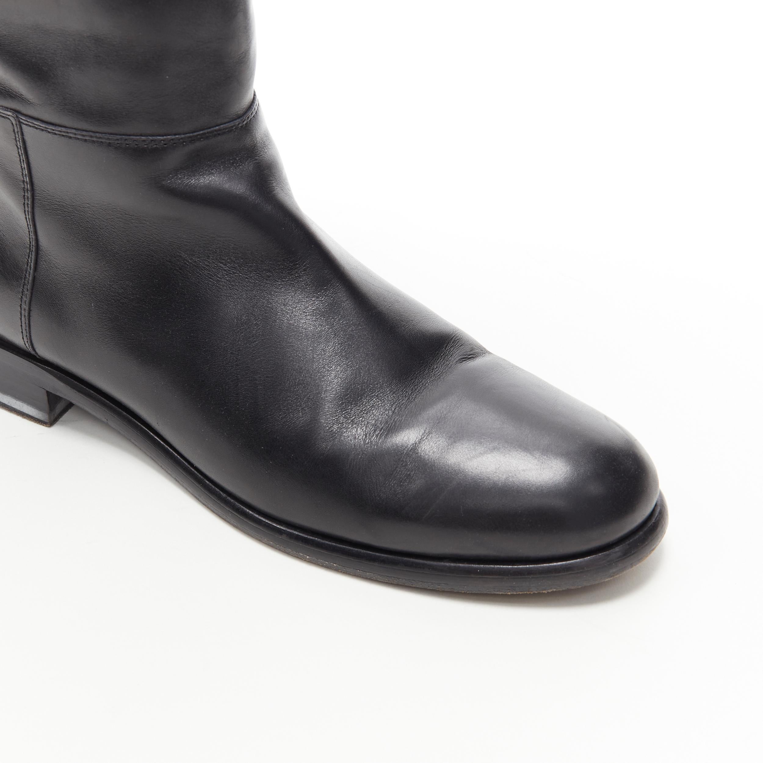 MARNI black smooth calf leather round toe flat pull on tall boot EU40.5 1