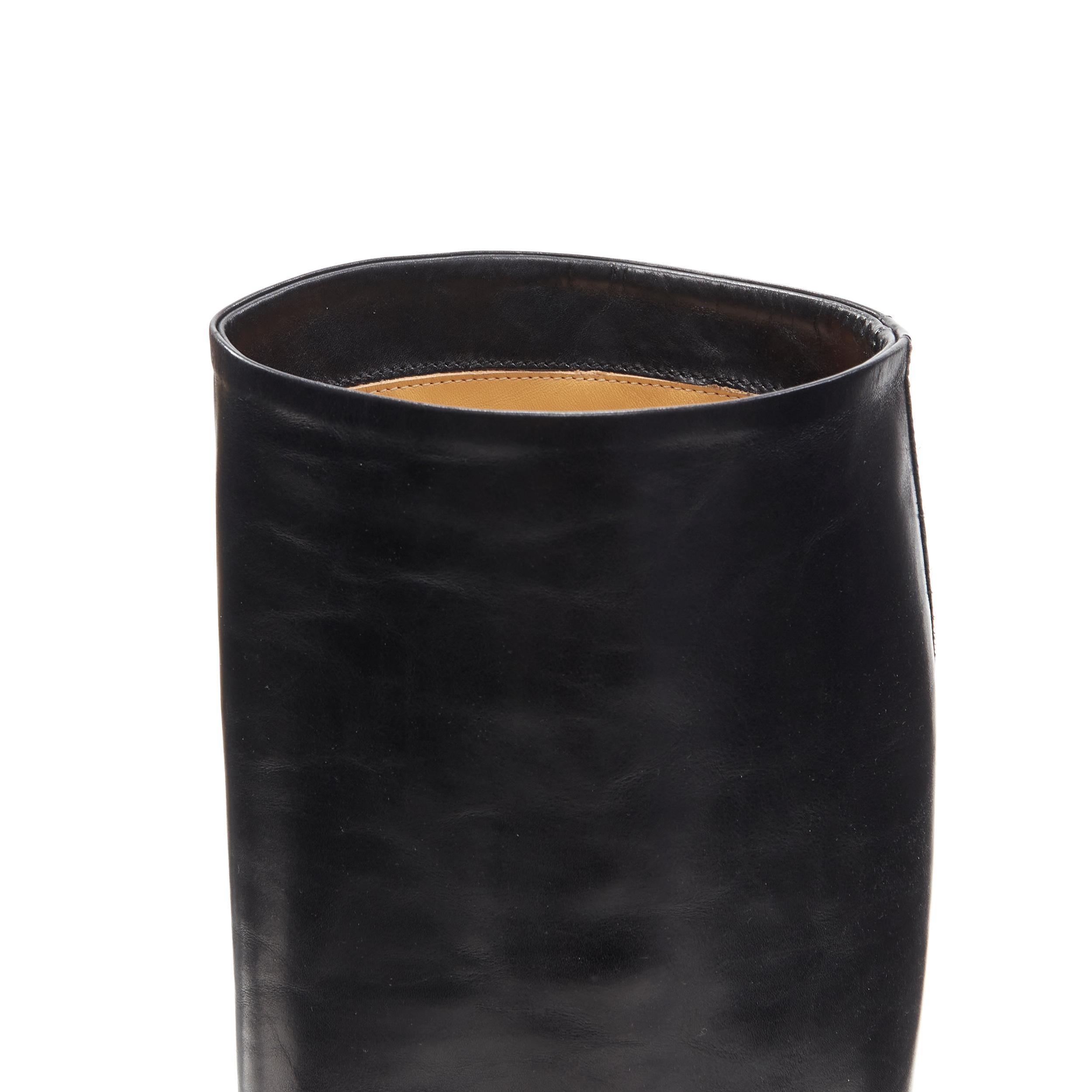 MARNI black smooth calf leather round toe flat pull on tall boot EU40.5 2