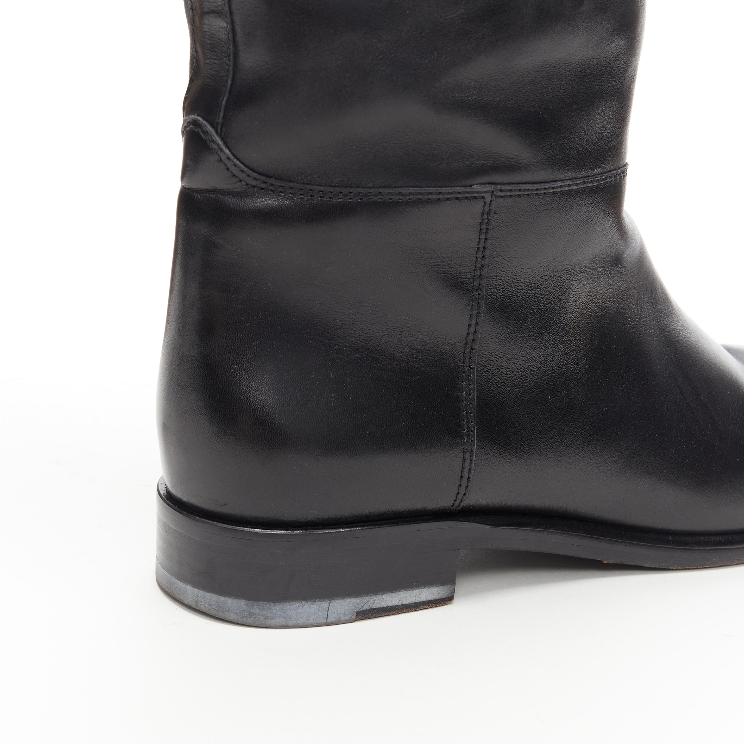 MARNI black smooth calf leather round toe flat pull on tall boot EU40.5 3