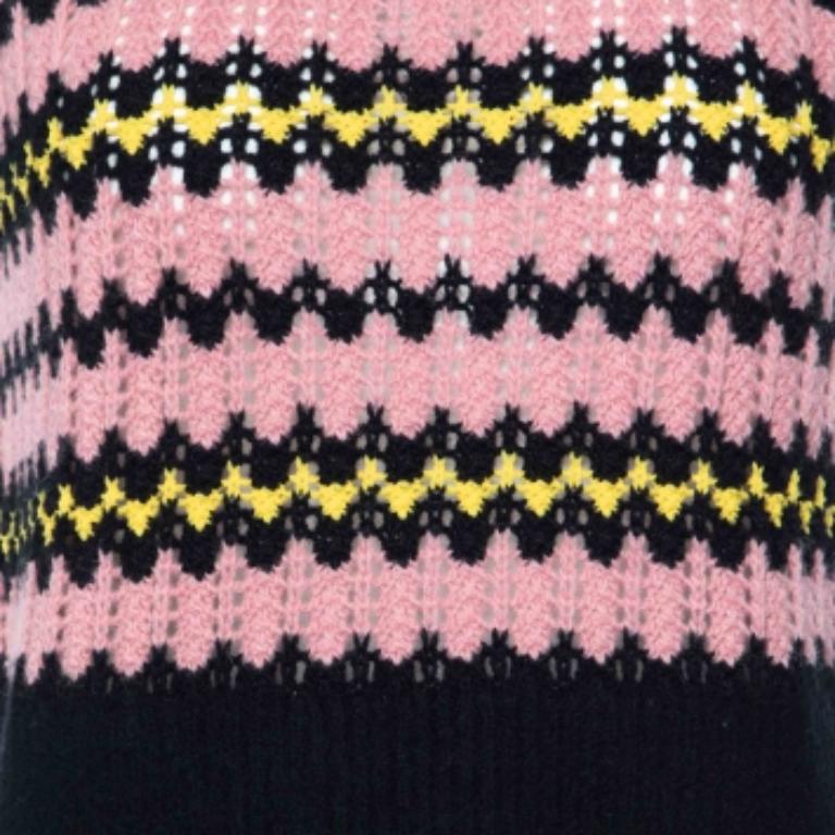 Marni Black Striped Wool Knit Sleeveless Sweater M en vente 2