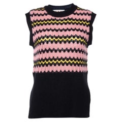 Marni Black Striped Wool Knit Sleeveless Sweater M