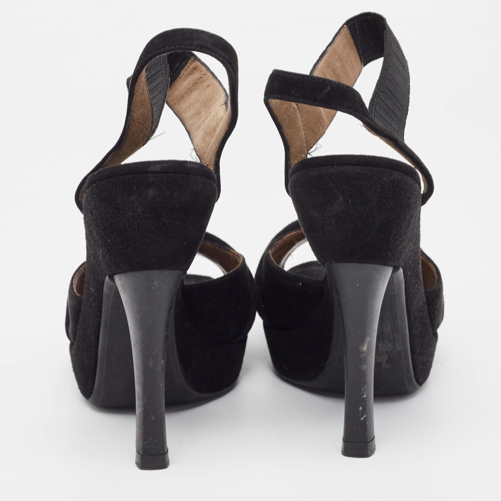 Marni - Sandales à plateforme en daim noir - Taille 36 Pour femmes en vente
