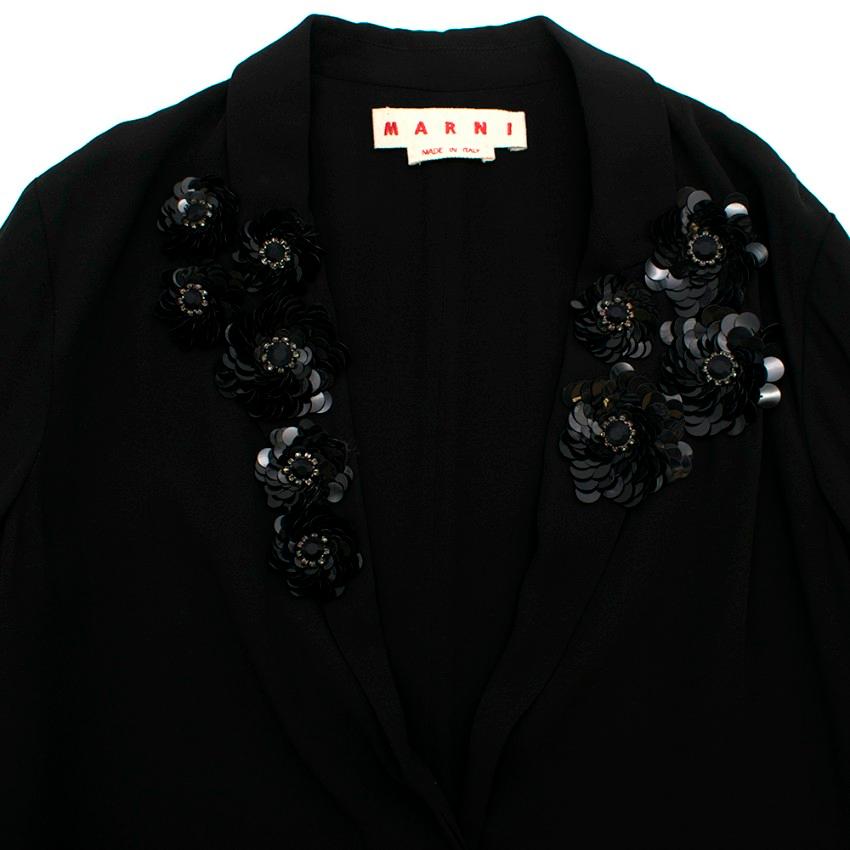 Women's Marni Black V-Neck Embellished Longline Coat Dress - Size US 6 For Sale
