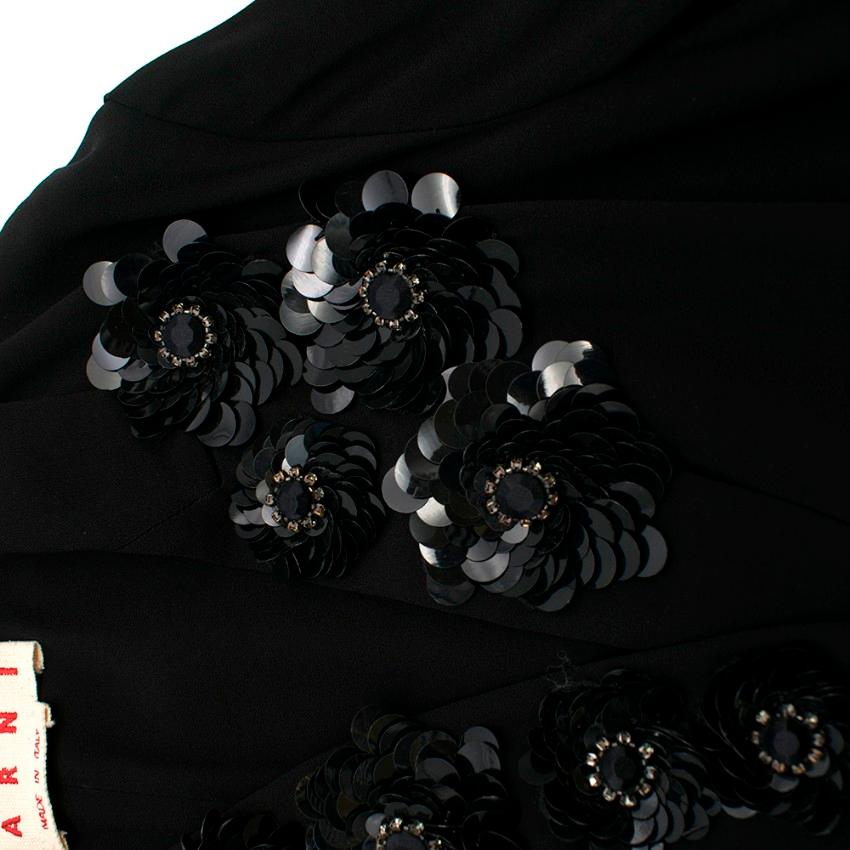 Marni Black V-Neck Embellished Longline Coat Dress - Size US 6 For Sale 1