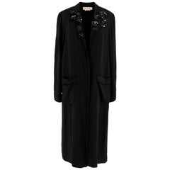 Marni Black V-Neck Embellished Longline Coat Dress - Size US 6
