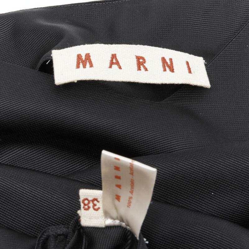 MARNI black V-neck heavy acetate panelled back hem sleeveless boxy top IT38 XS For Sale 7