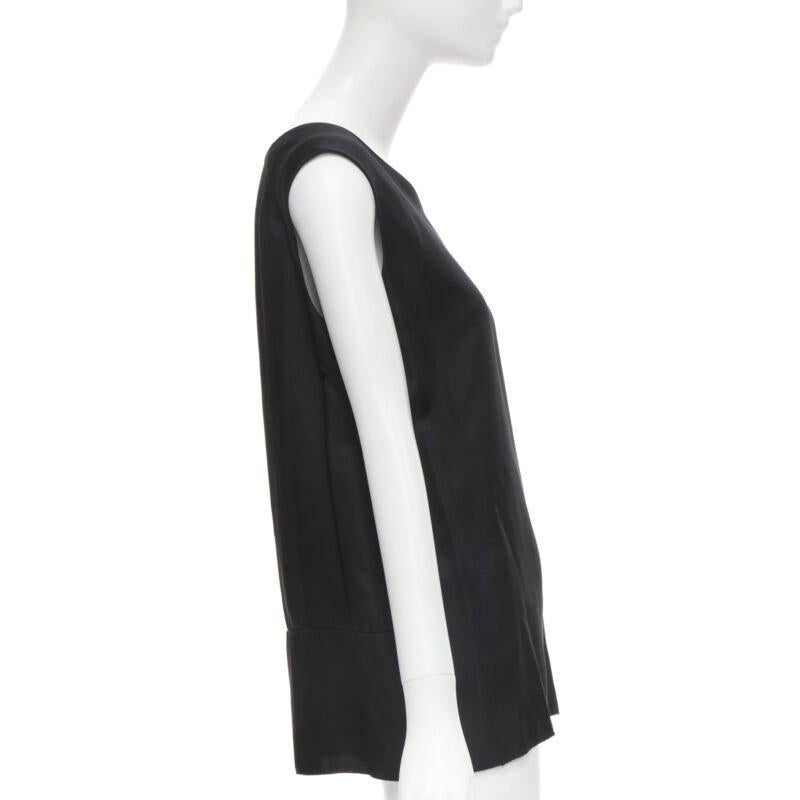 MARNI black V-neck heavy acetate panelled back hem sleeveless boxy top IT38 XS In Good Condition For Sale In Hong Kong, NT