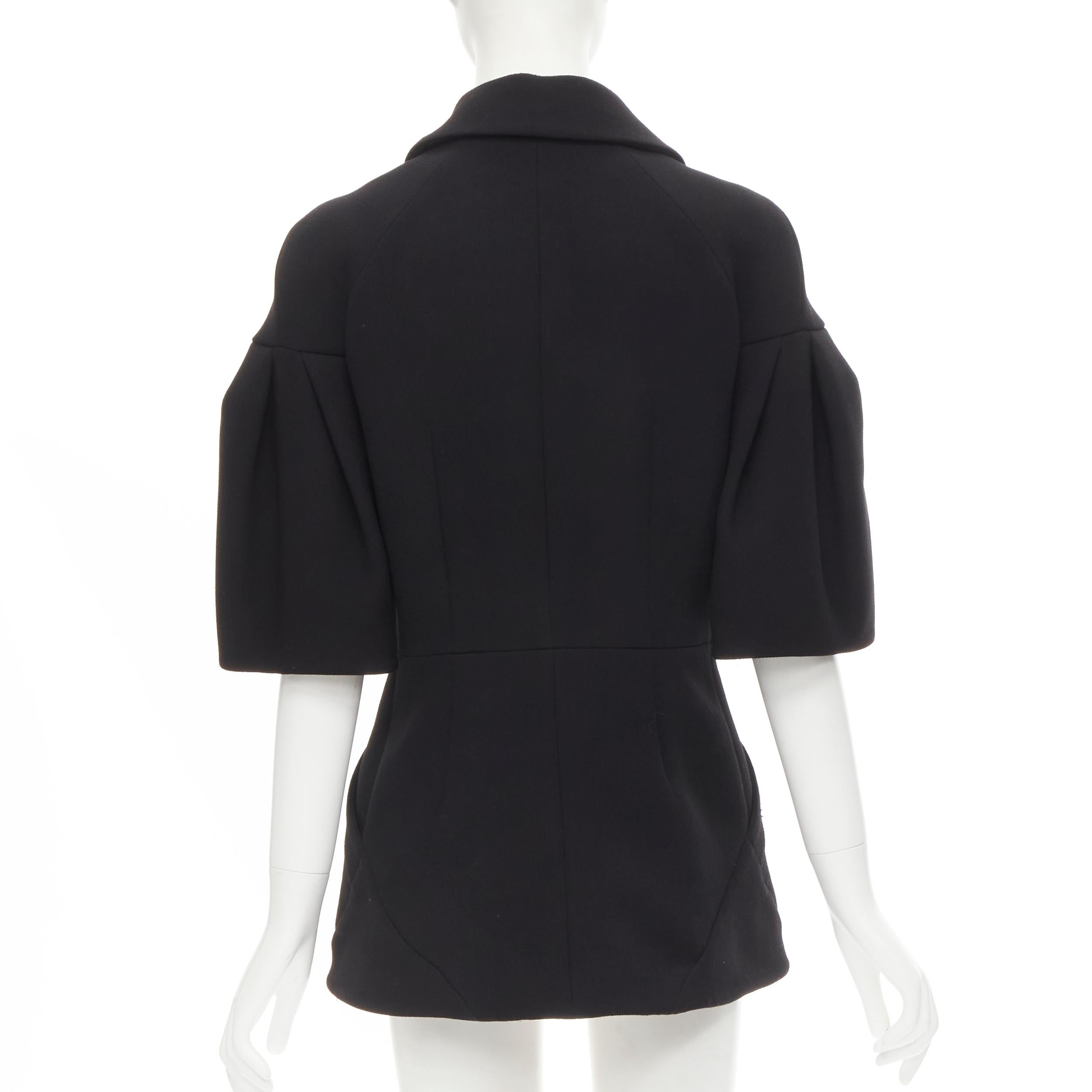 Women's MARNI black virgin wool crepe short bell sleeve curved waist jacket IT40 S