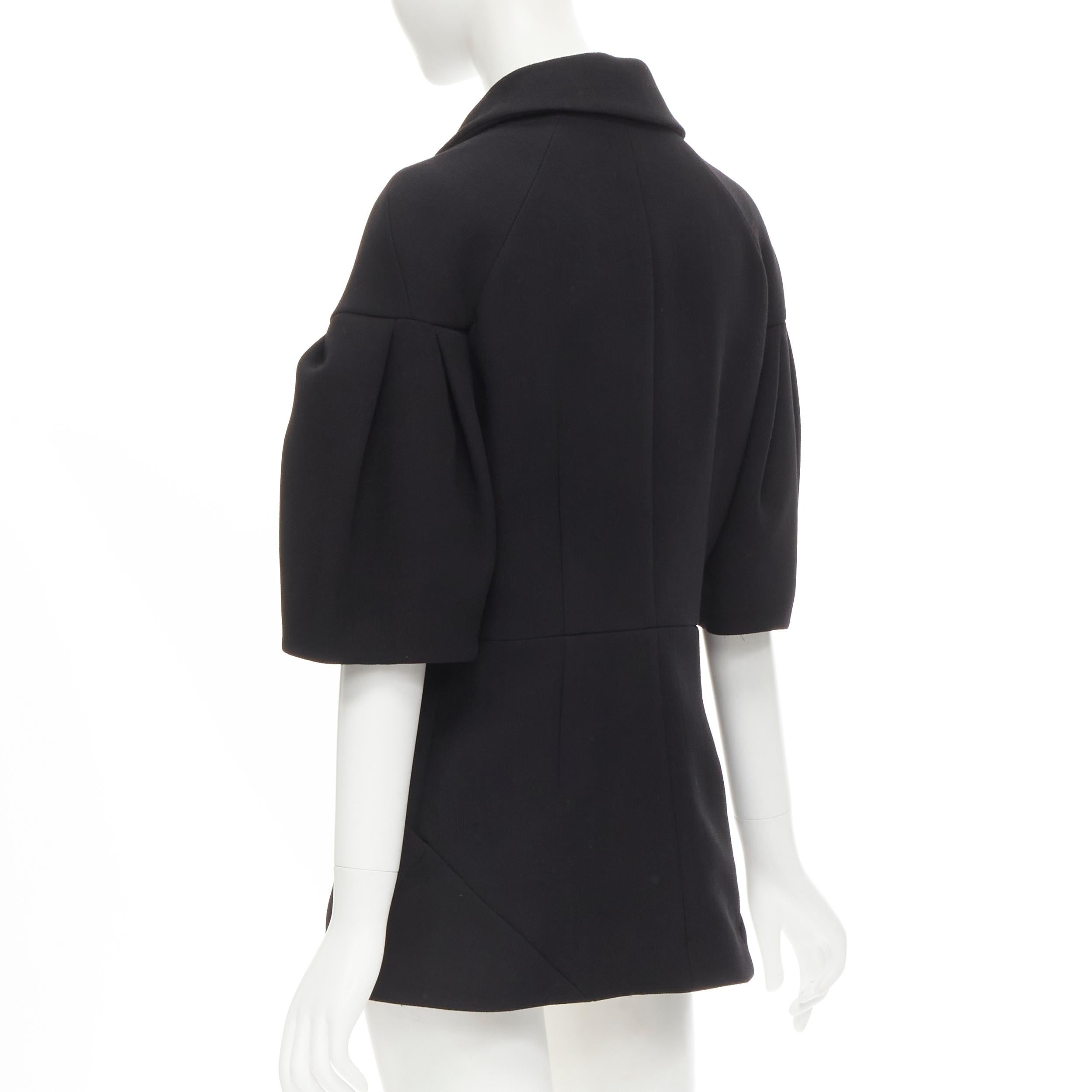 MARNI black virgin wool crepe short bell sleeve curved waist jacket IT40 S 1