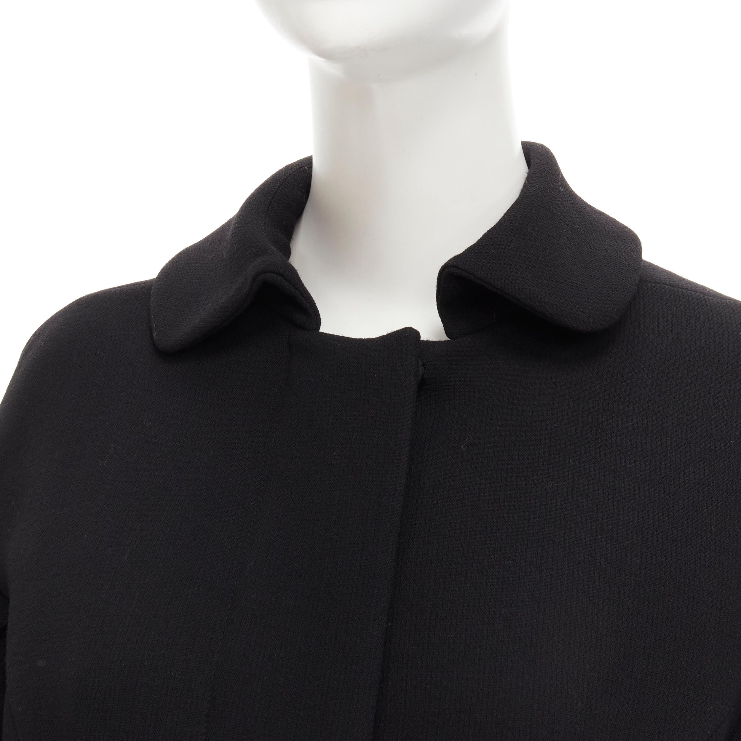 MARNI black virgin wool crepe short bell sleeve curved waist jacket IT40 S 2