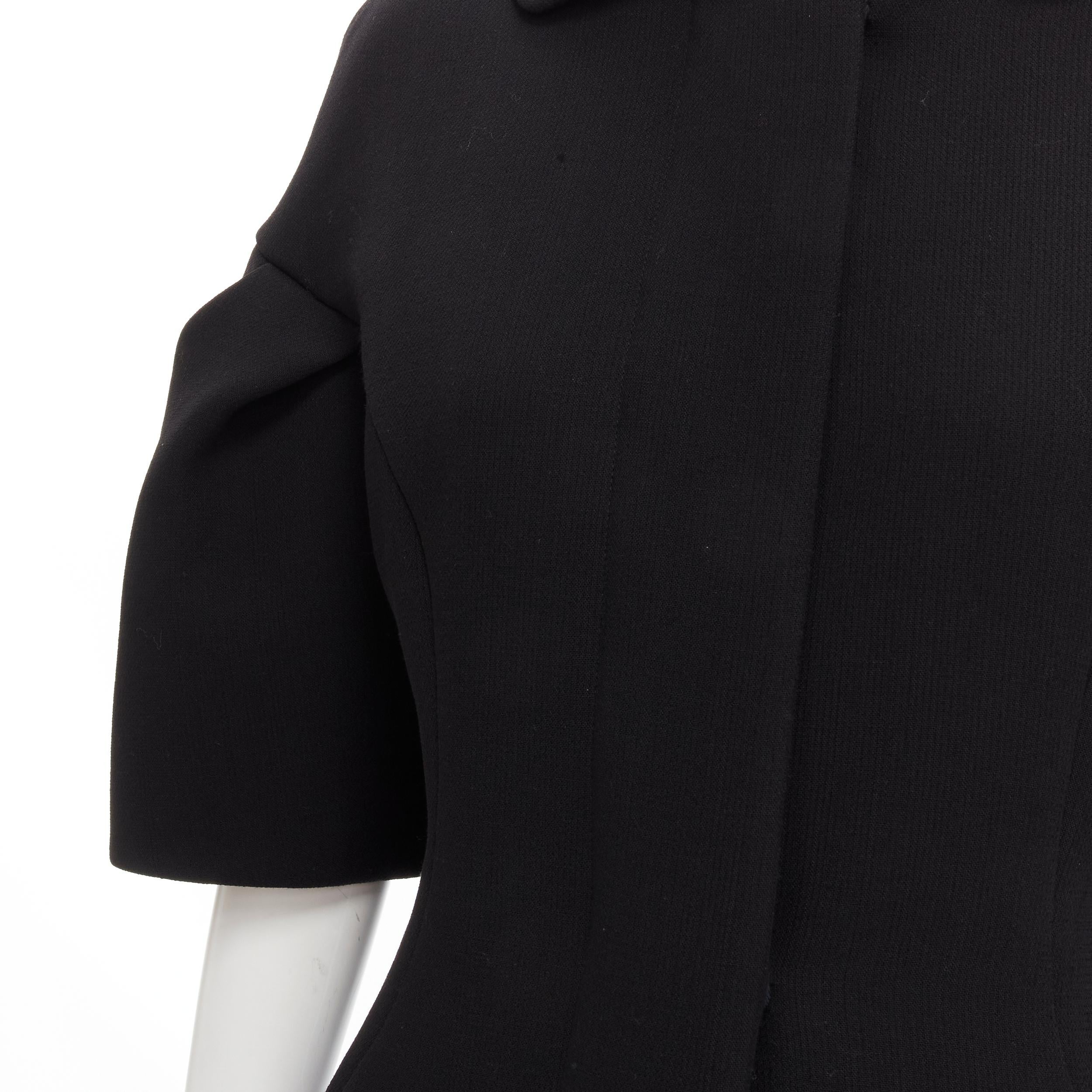 MARNI black virgin wool crepe short bell sleeve curved waist jacket IT40 S 3