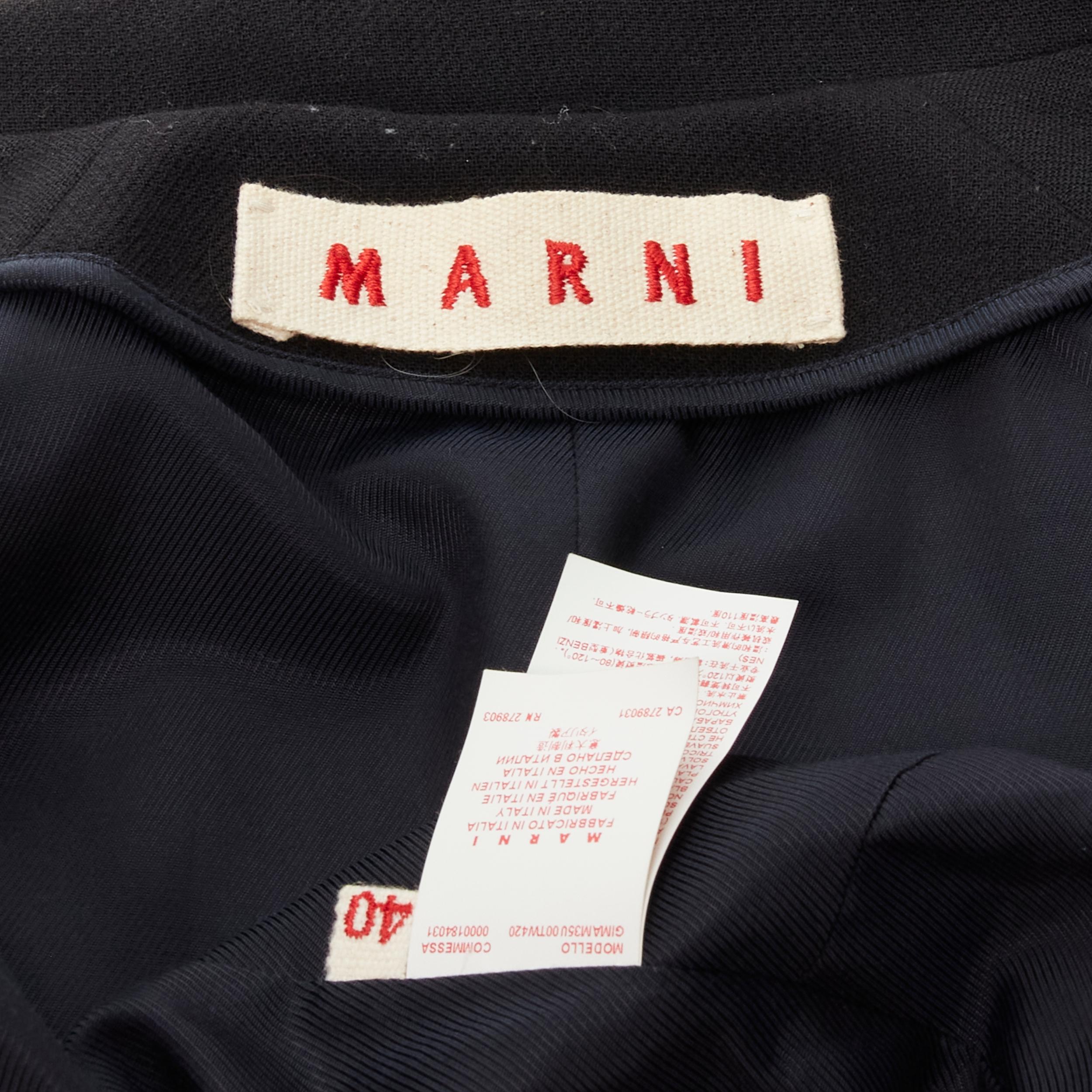 MARNI black virgin wool crepe short bell sleeve curved waist jacket IT40 S 4