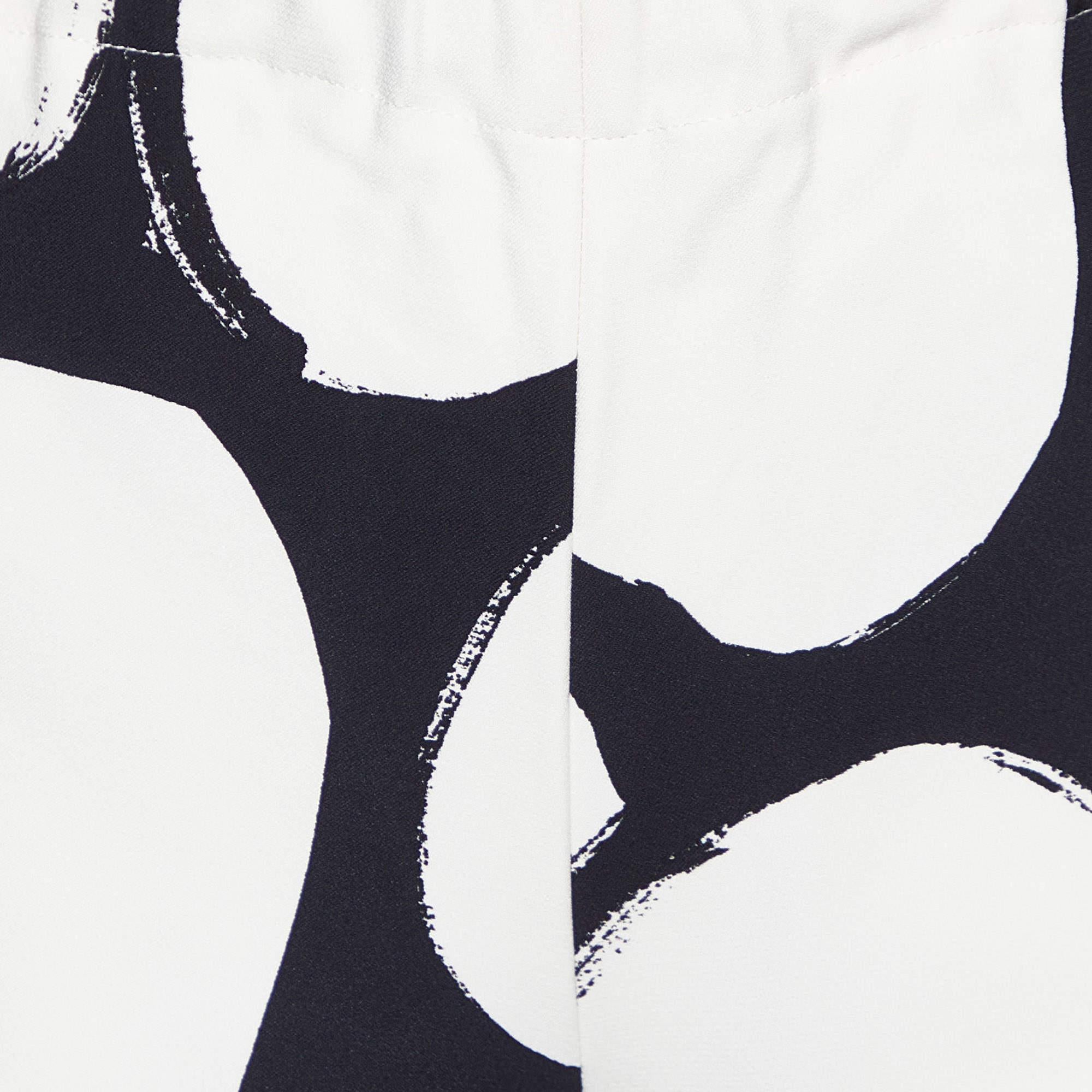 Gris Marni Black/White Pebbles Print Crepe Cady Trousers S en vente