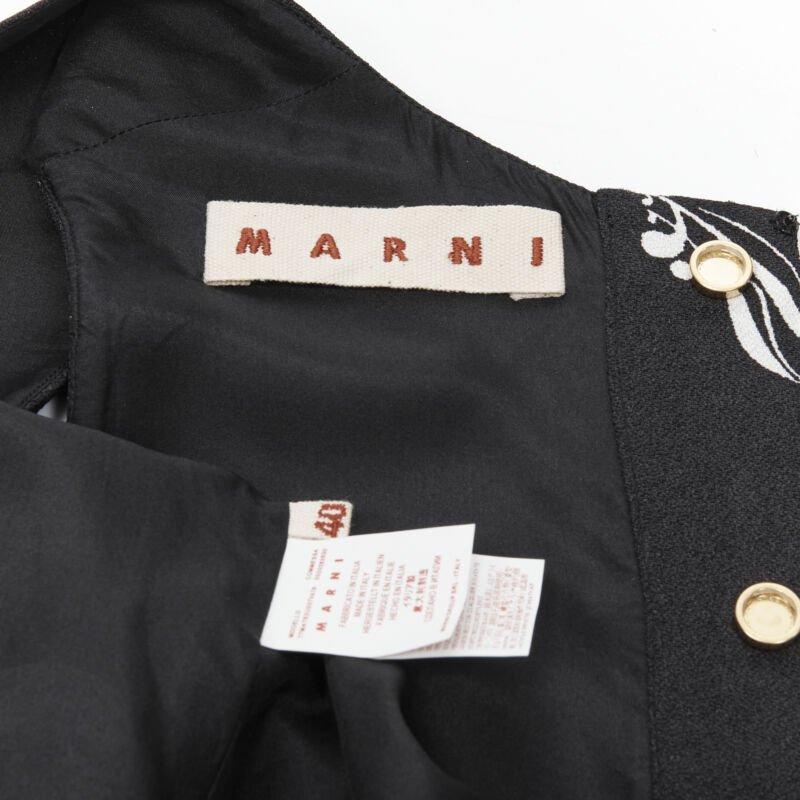 MARNI top senza maniche in crêpe stampato in bianco e nero aperto sul retro IT40 S in vendita 7