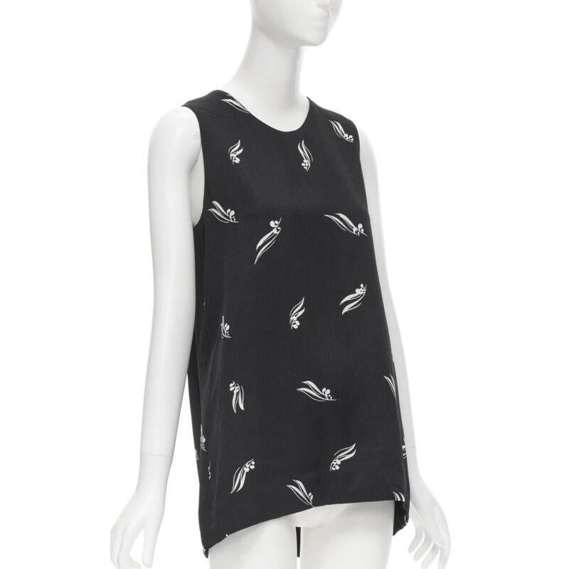 Nero MARNI top senza maniche in crêpe stampato in bianco e nero aperto sul retro IT40 S in vendita