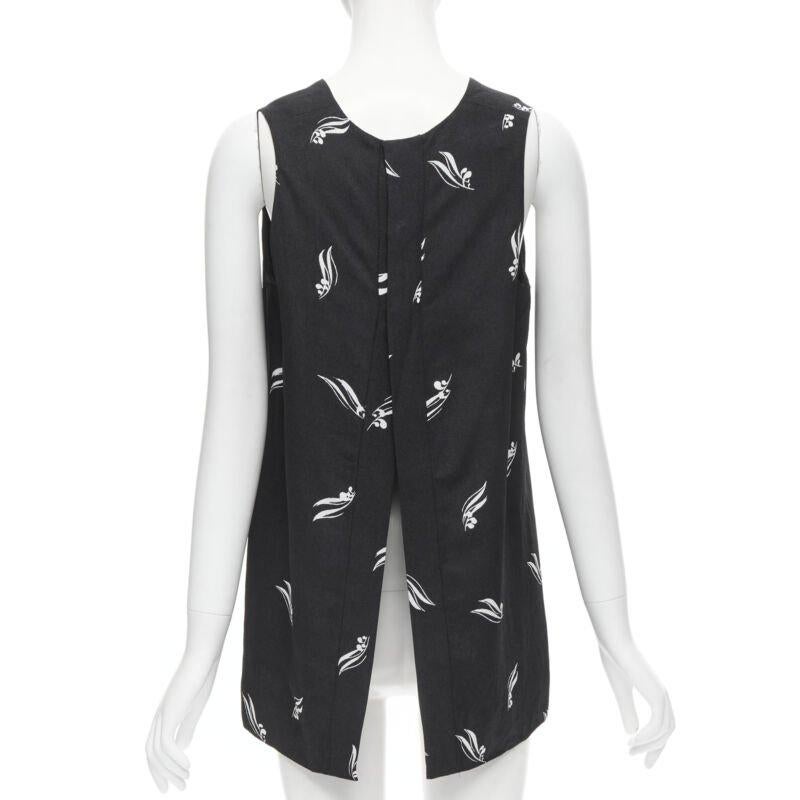 Donna MARNI top senza maniche in crêpe stampato in bianco e nero aperto sul retro IT40 S in vendita