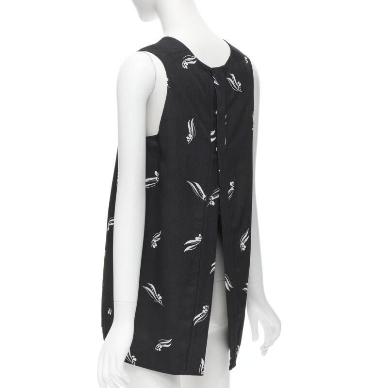 MARNI top senza maniche in crêpe stampato in bianco e nero aperto sul retro IT40 S in vendita 1