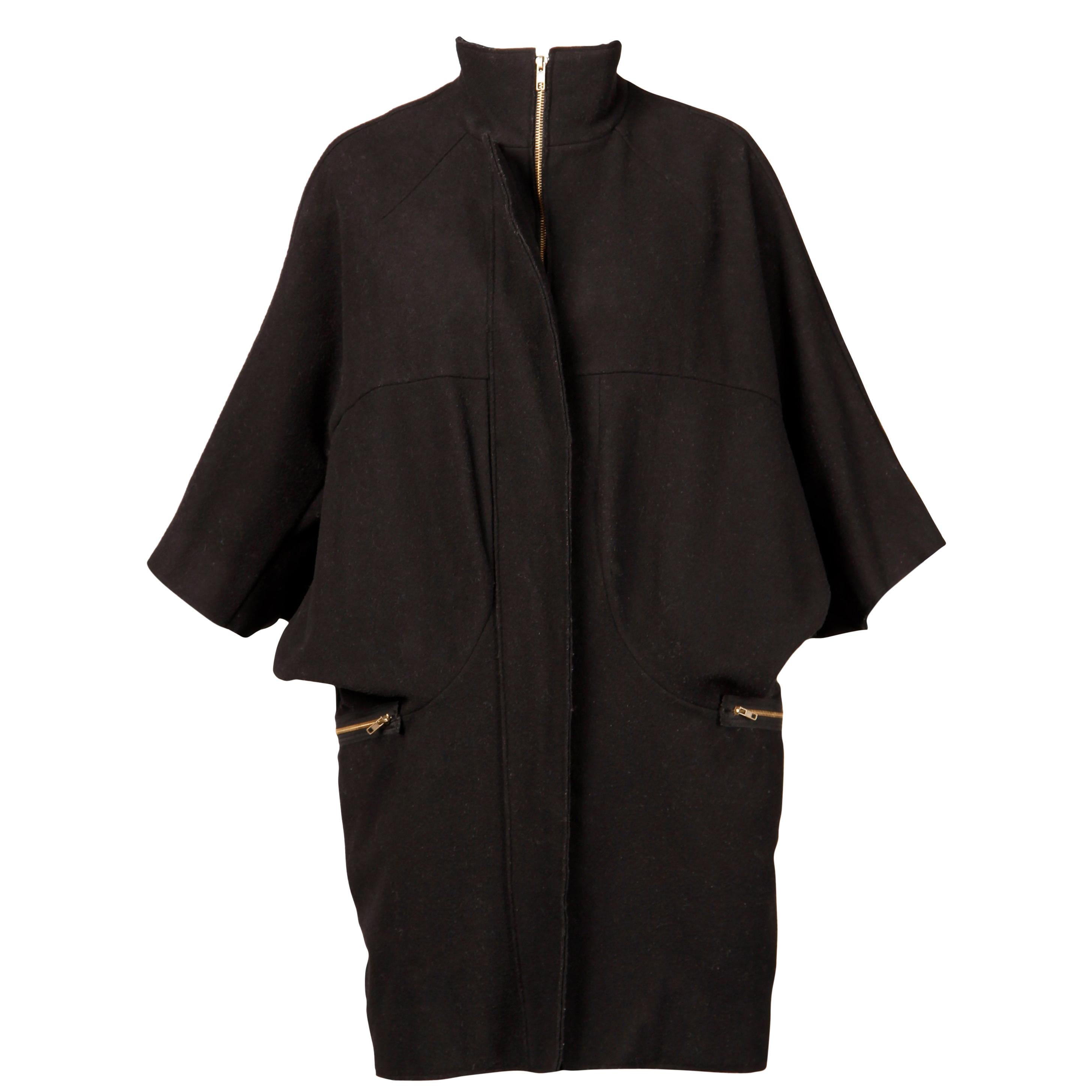 Marni Black Wool Cape Coat For Sale