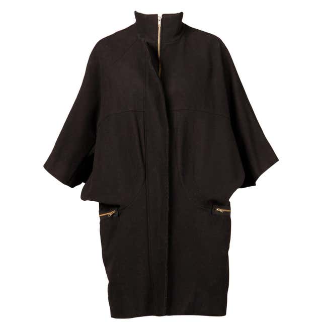 Christian Dior Vintage 1960s 60s Pristine Black Wool Pea Coat For Sale ...