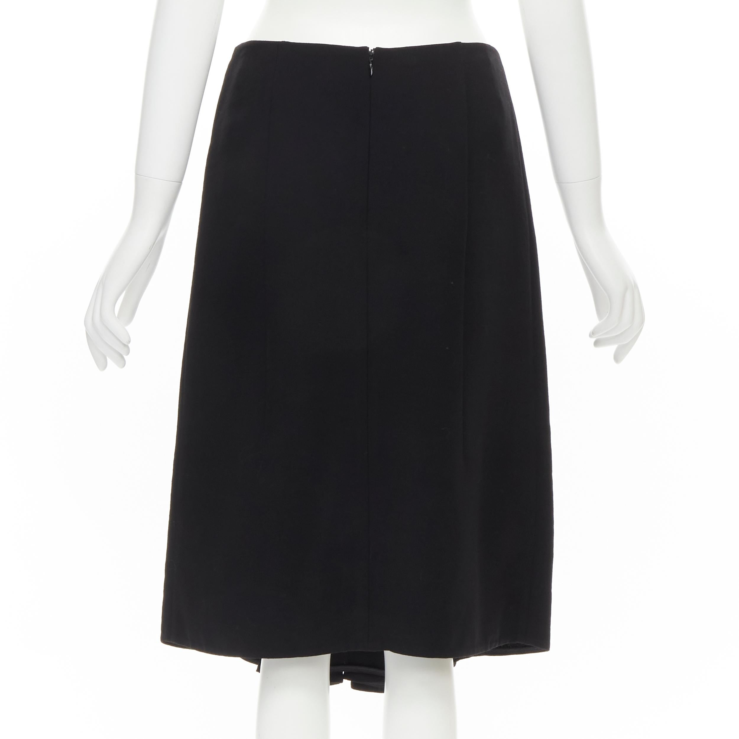 Women's MARNI black wool gold piping flared vent knee skirt IT40 S For Sale