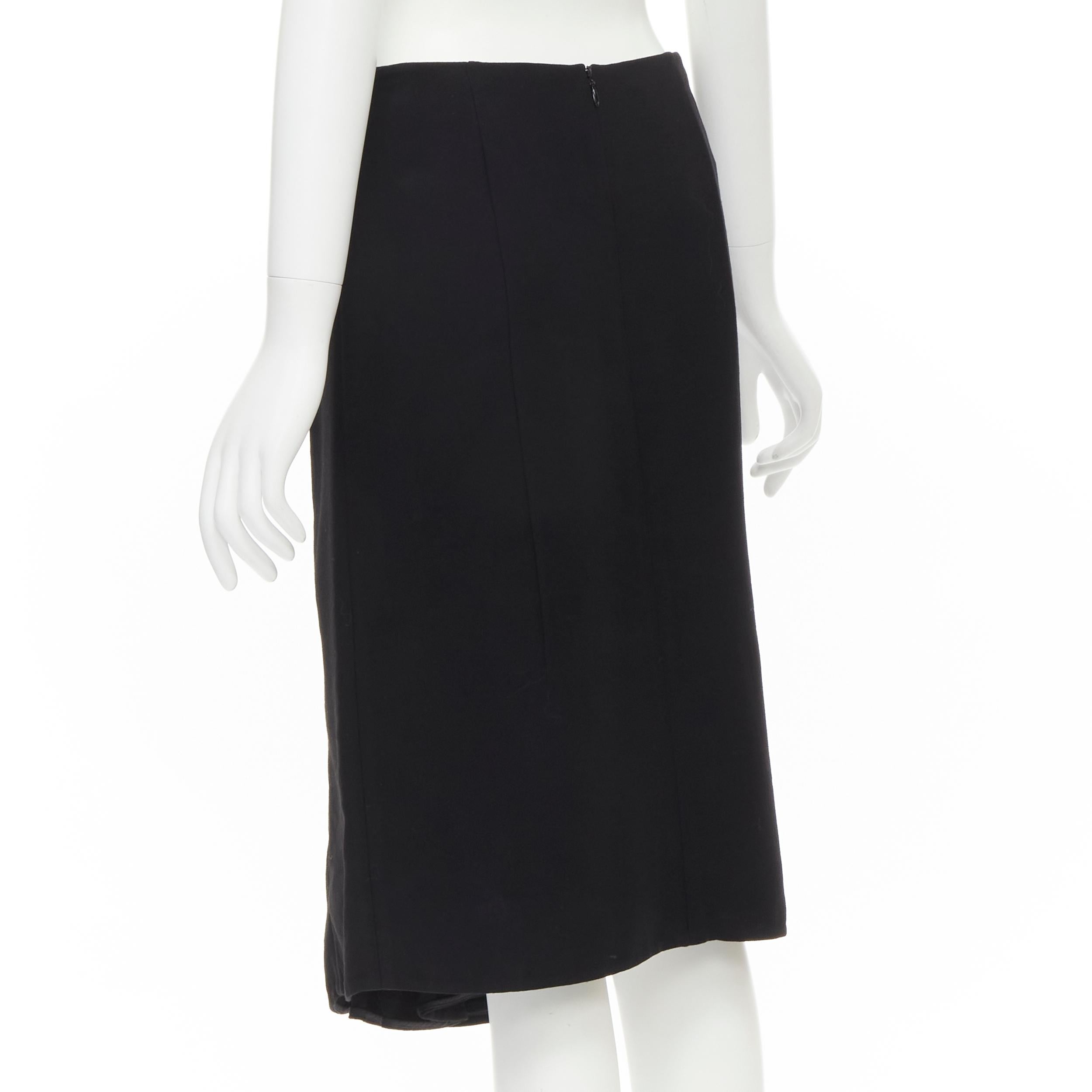 MARNI black wool gold piping flared vent knee skirt IT40 S For Sale 1
