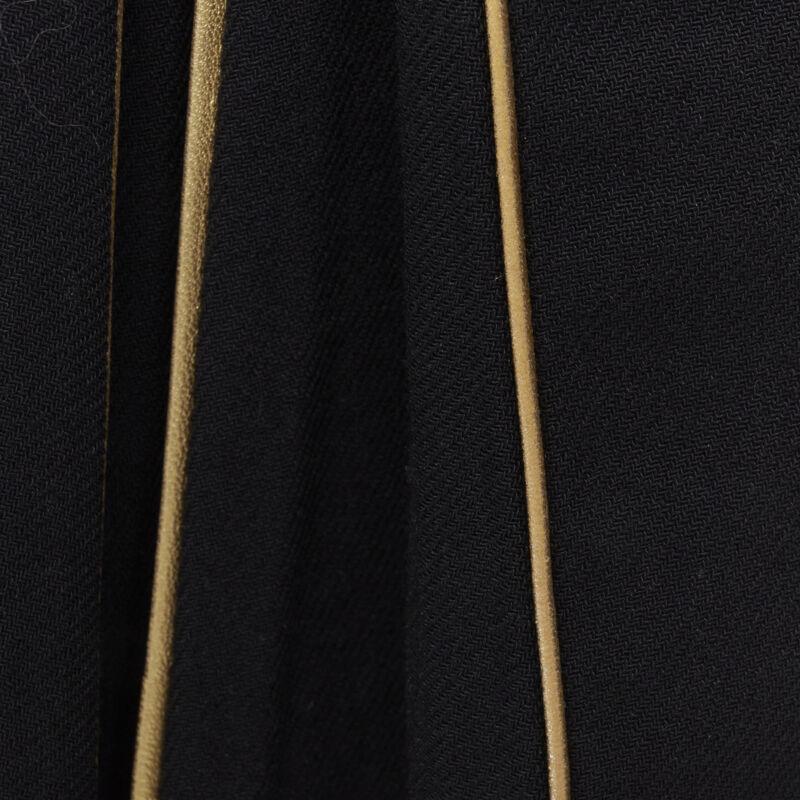 MARNI black wool gold piping flared vent knee skirt IT40 S For Sale 4