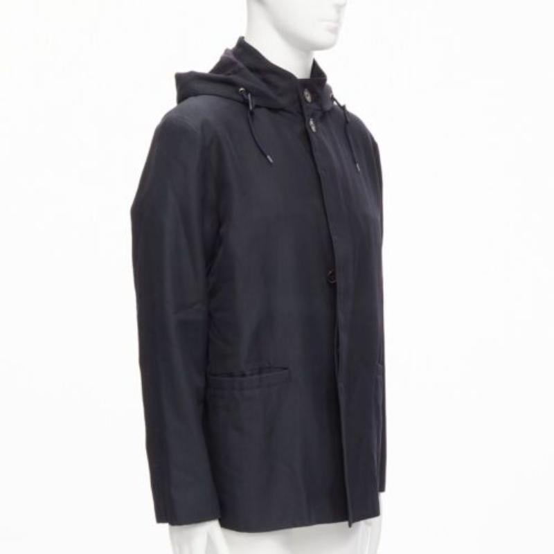 MARNI giacca parka in pelle nera con cappuccio e bottoni nascosti IT48 M. In condizioni buone in vendita a Hong Kong, NT