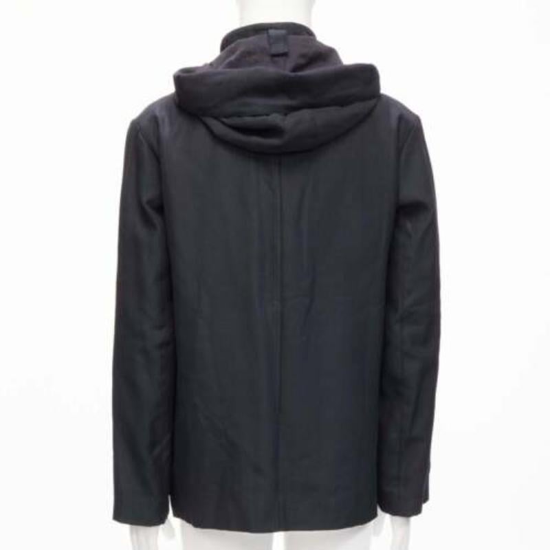 MARNI giacca parka in pelle nera con cappuccio e bottoni nascosti IT48 M. in vendita 1