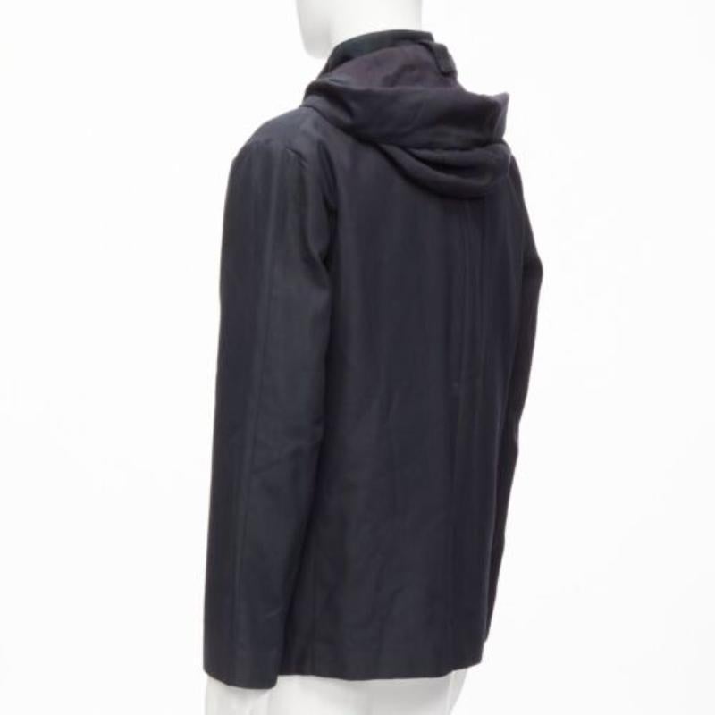 MARNI giacca parka in pelle nera con cappuccio e bottoni nascosti IT48 M. in vendita 2
