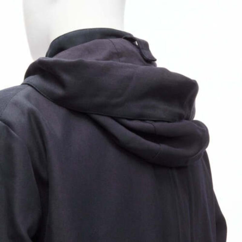 MARNI giacca parka in pelle nera con cappuccio e bottoni nascosti IT48 M. in vendita 3
