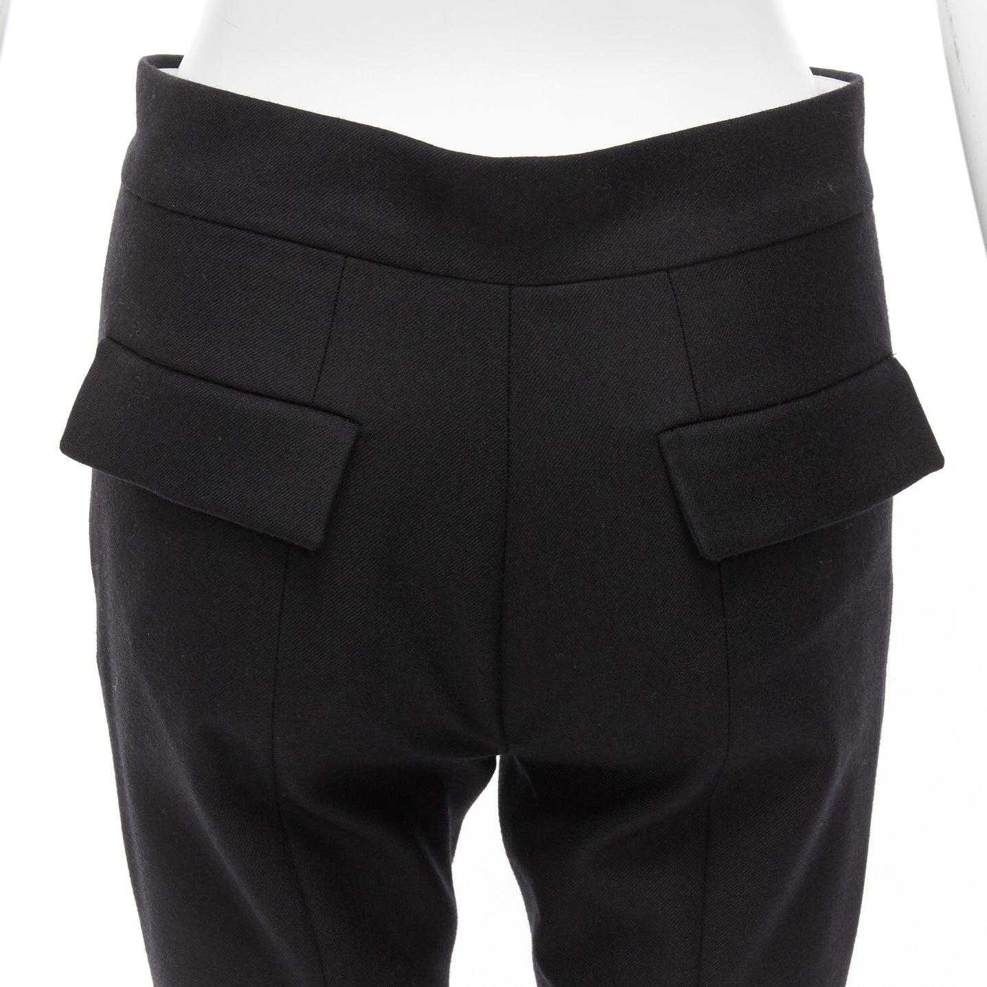 Black MARNI black wool twill mid waist flared dress pants IT38 XS For Sale