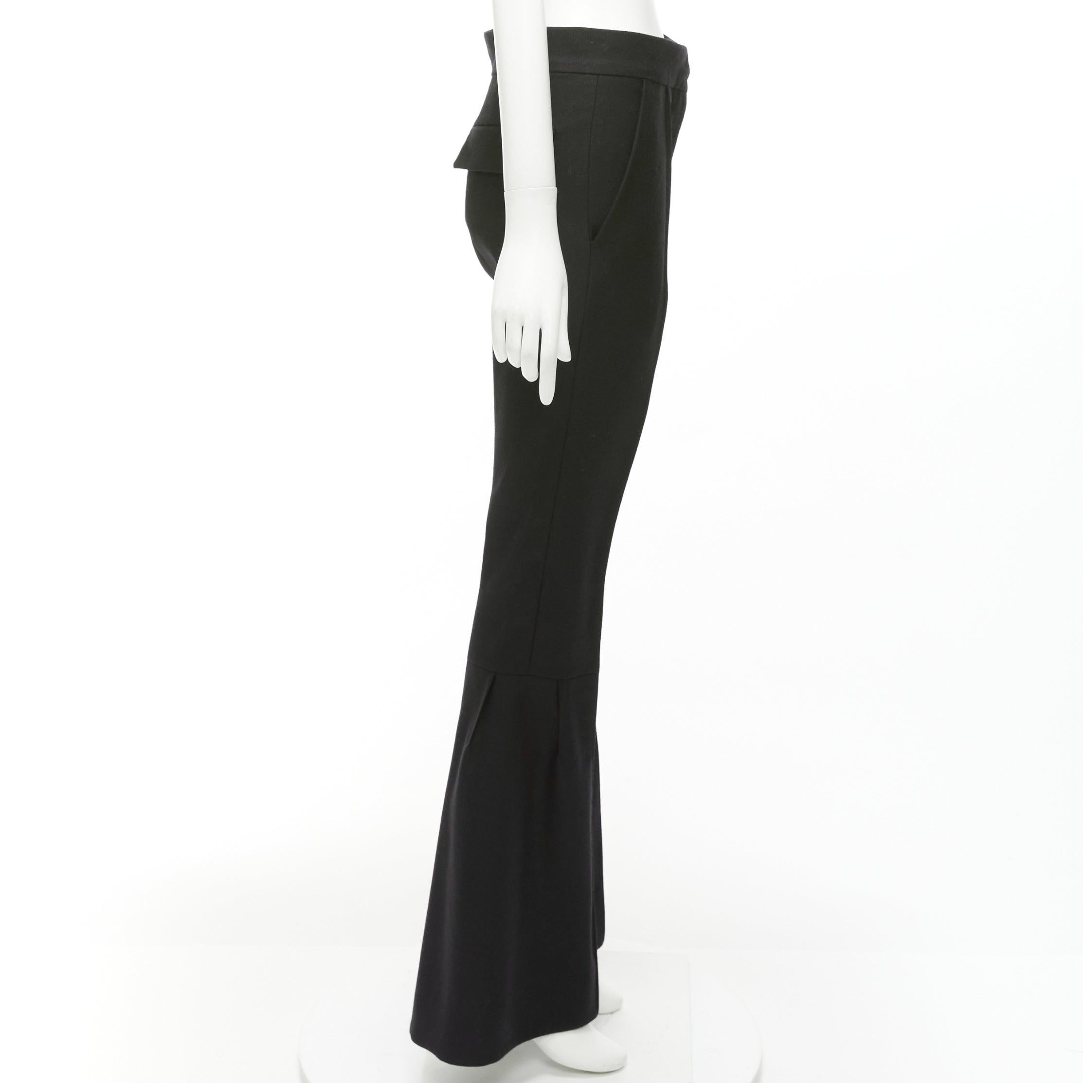 Women's MARNI black wool twill mid waist flared dress pants IT38 XS For Sale