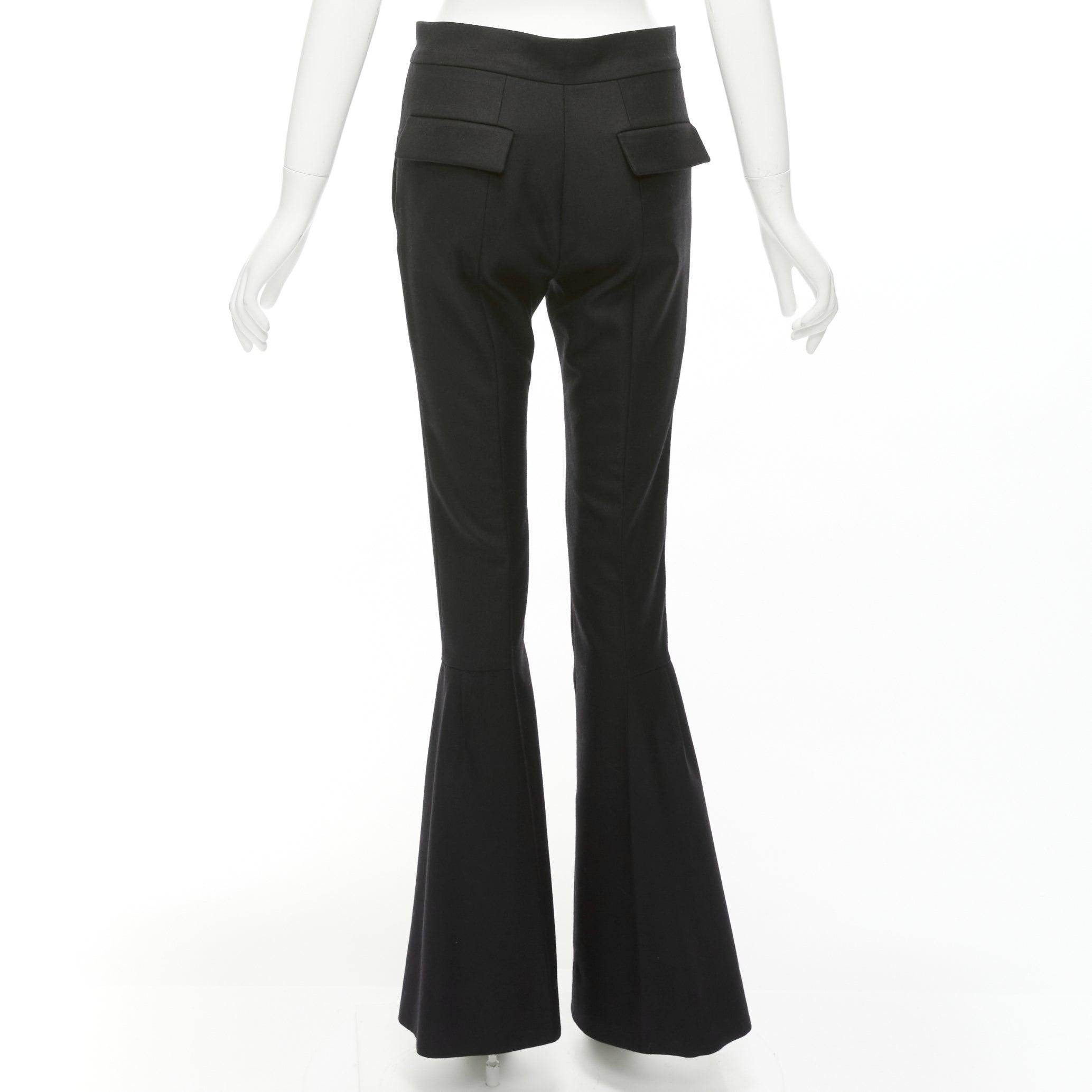 MARNI black wool twill mid waist flared dress pants IT38 XS For Sale 1