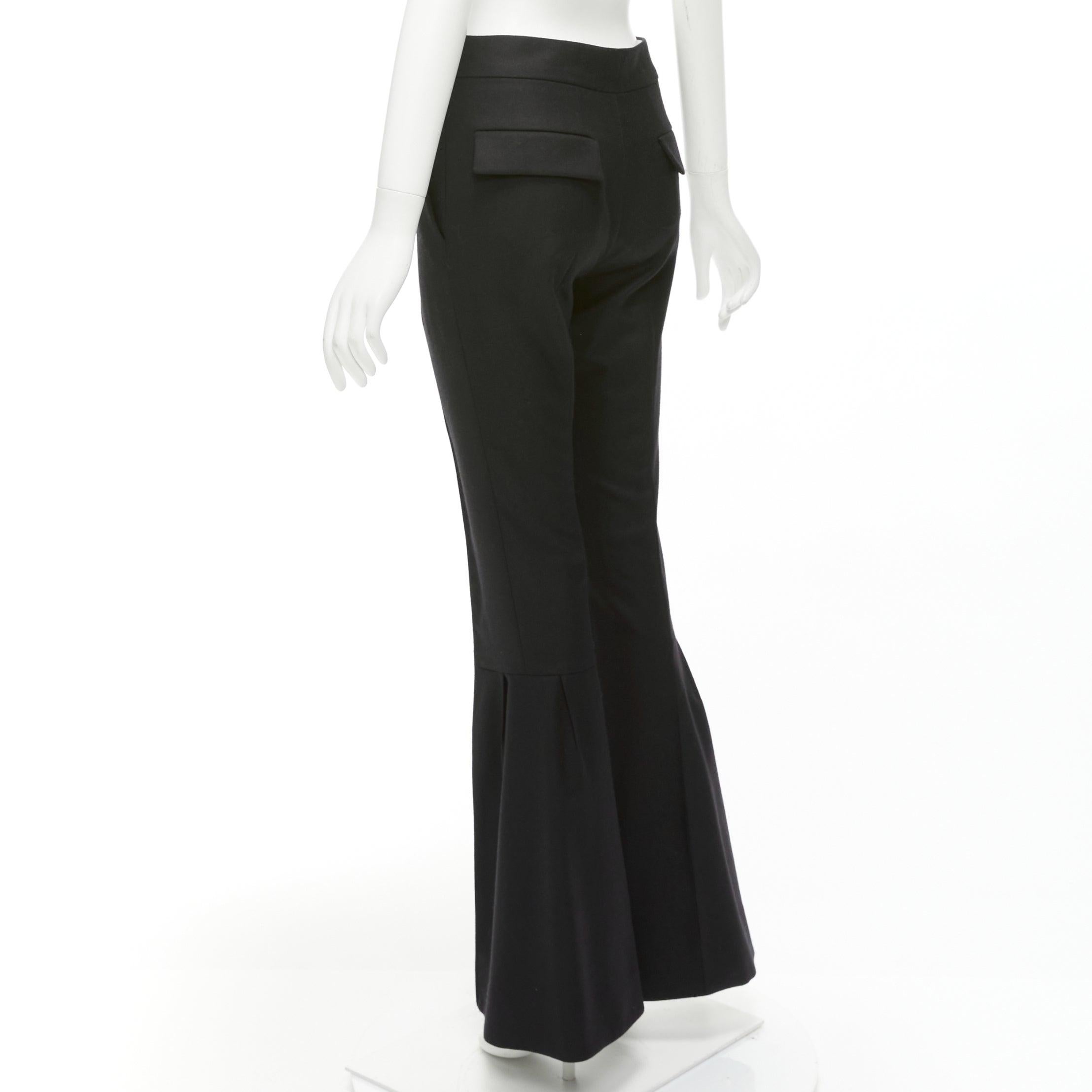 MARNI black wool twill mid waist flared dress pants IT38 XS For Sale 2