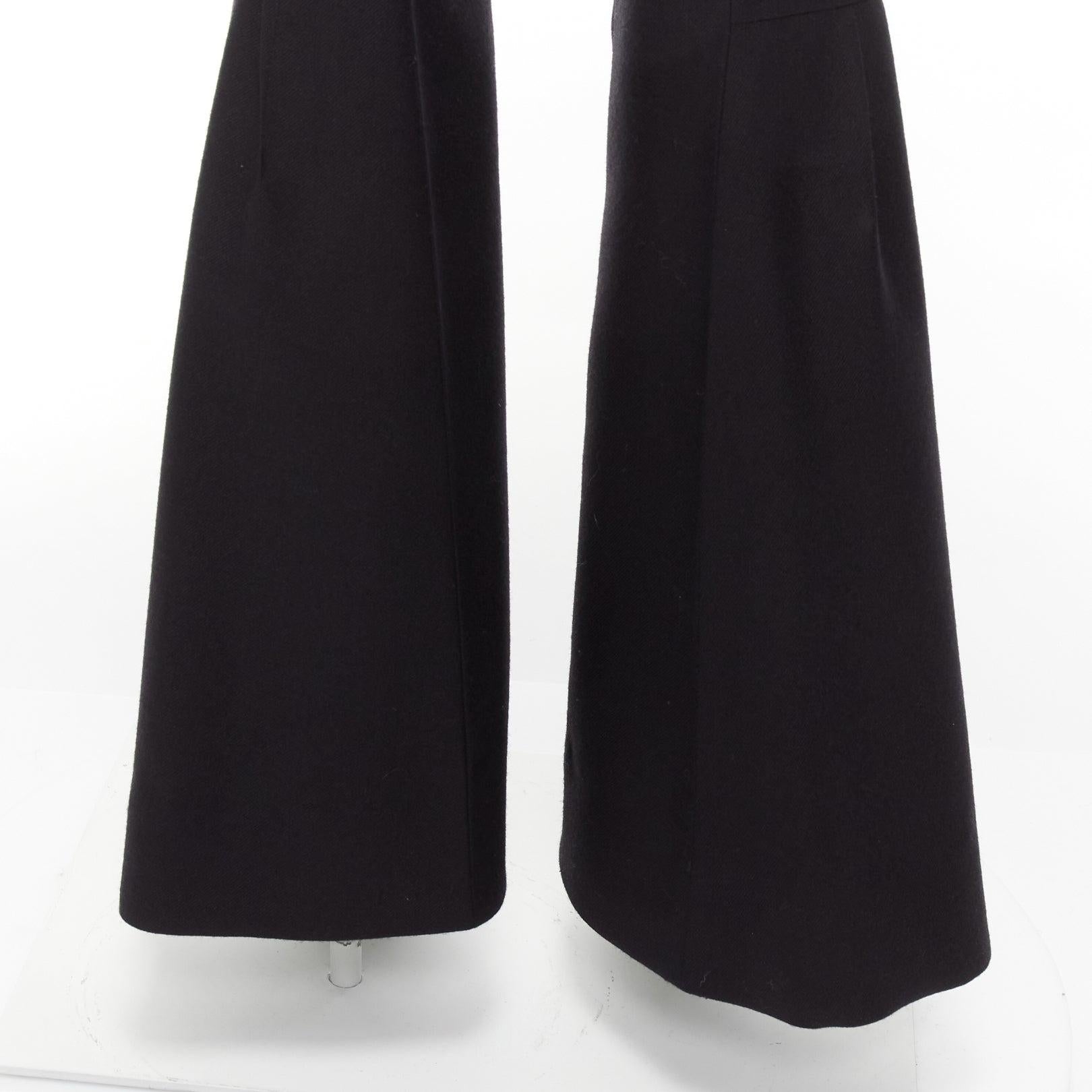 MARNI black wool twill mid waist flared dress pants IT38 XS For Sale 2