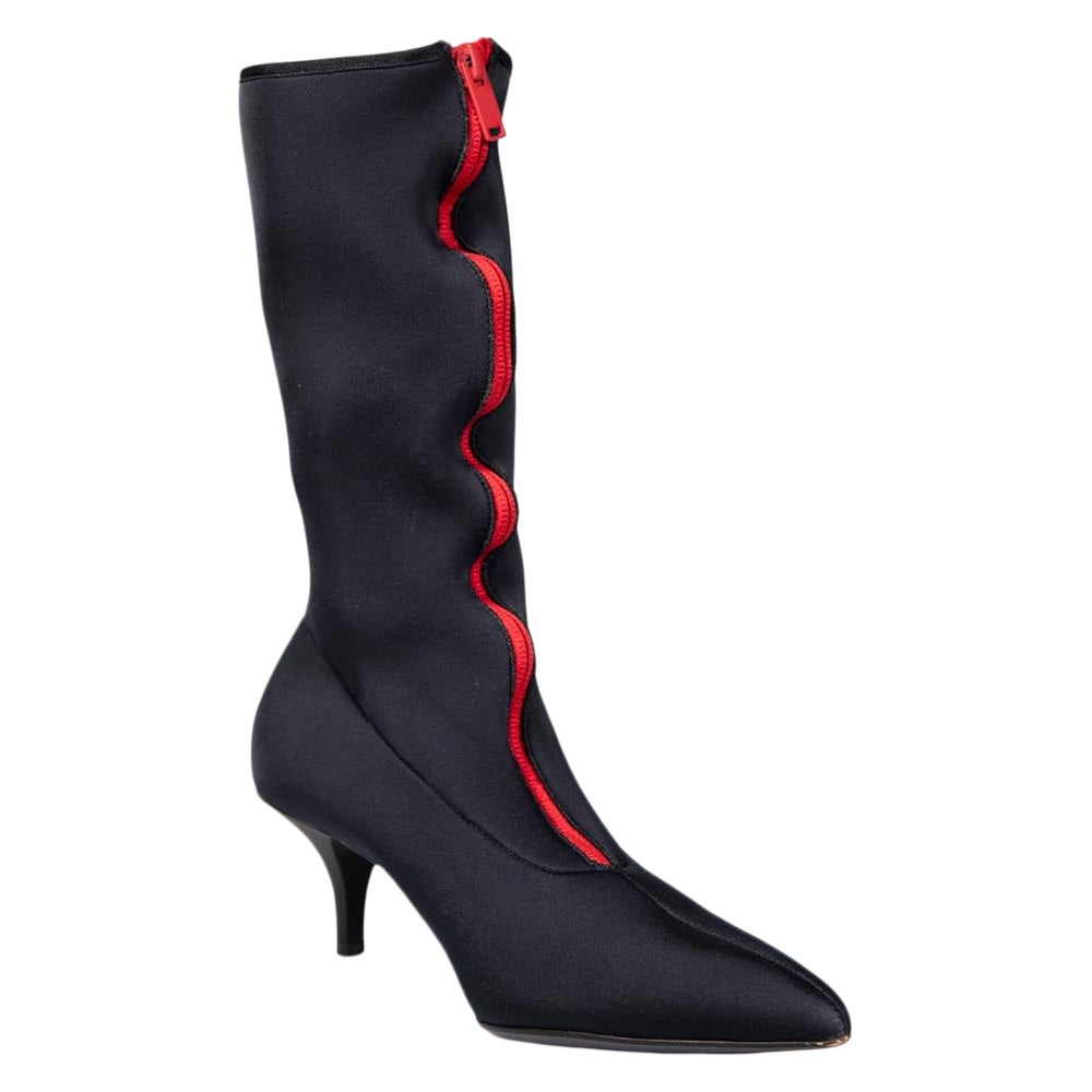 Marni - Bottes mid-calf noires avec fermeture éclair, taille IT 38 en vente